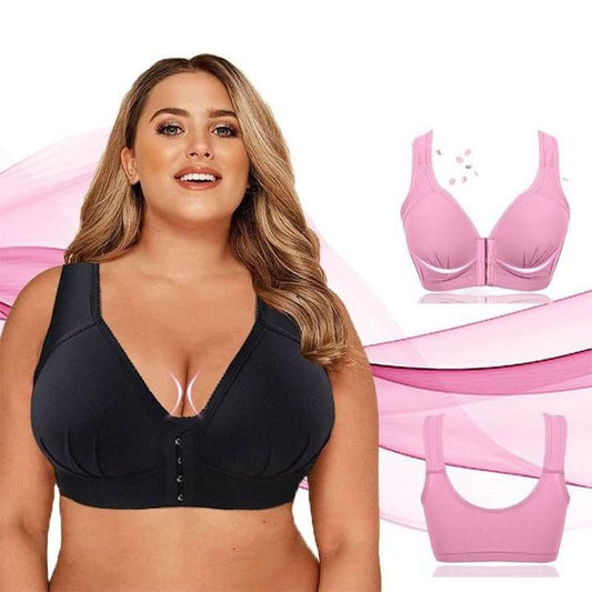 Plus Size Front Closure Elastic Push Up Comfort Bra-BH23