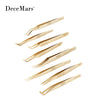 DeceMars  Eyelash Extension Tweezers Gold Color