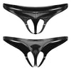 Men's Sexy Erotic G-String Thong Wetlook PU Leather Underwear Cutout Pouch Butt Briefs Jockstrap Hole Panties T-back Underpants