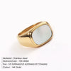 eManco Vintage Chunky Square Shell Rings  for Women White Gold Color Ladies Large Ring Party Jewelry Accessories Gift Outlet