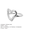 eManco Openwork Heart Ring 316 Stainless Steel Geometric Round Ring Punk Style Women's Jewelry