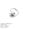 eManco Double Opening Ring Glossy Feather Design Ring 316 Stainless Steel Women's Fashion Jewelry