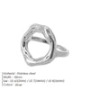 eManco Openwork Heart Ring 316 Stainless Steel Geometric Round Ring Punk Style Women's Jewelry