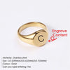 eManco Customized Women Signet Ring, Chunky Round Top Initial Letter Stamp, Stainless Steel Punk Candid Fashion Jewelry