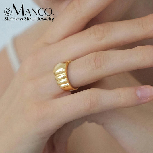 eManco Bread Pattern Ring 316 Stainless Steel Jewelry Twist Personalized Couple Rings Women's Jewelry