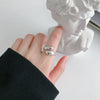 eManco Double Opening Ring Glossy Feather Design Ring 316 Stainless Steel Women's Fashion Jewelry